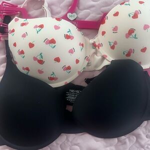Black and Pink Paris Hilton Bras.  Size 36c
